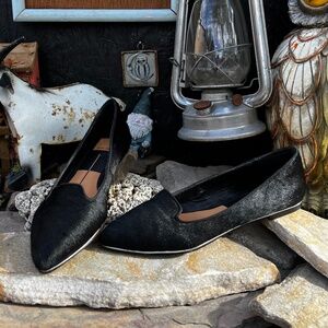 Dolce Vida Dyed Leather Short Fur Flats.